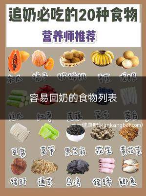 容易回奶的食物列表(容易回奶的食物列表是什么)