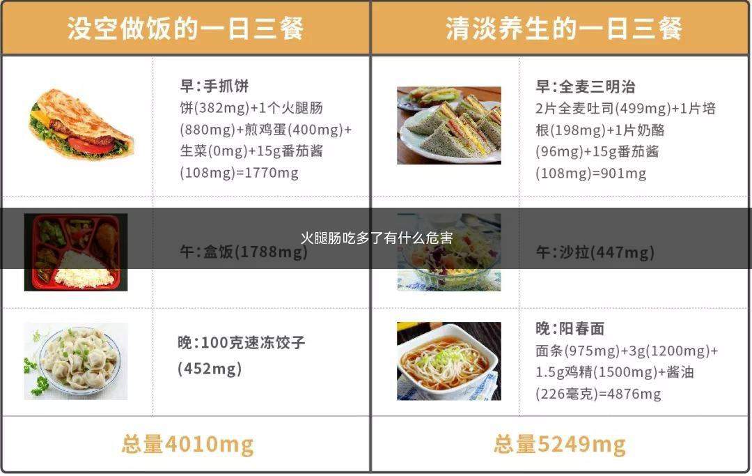 火腿肠吃多了有什么危害(容易引起消化不良、腹泻等不适)